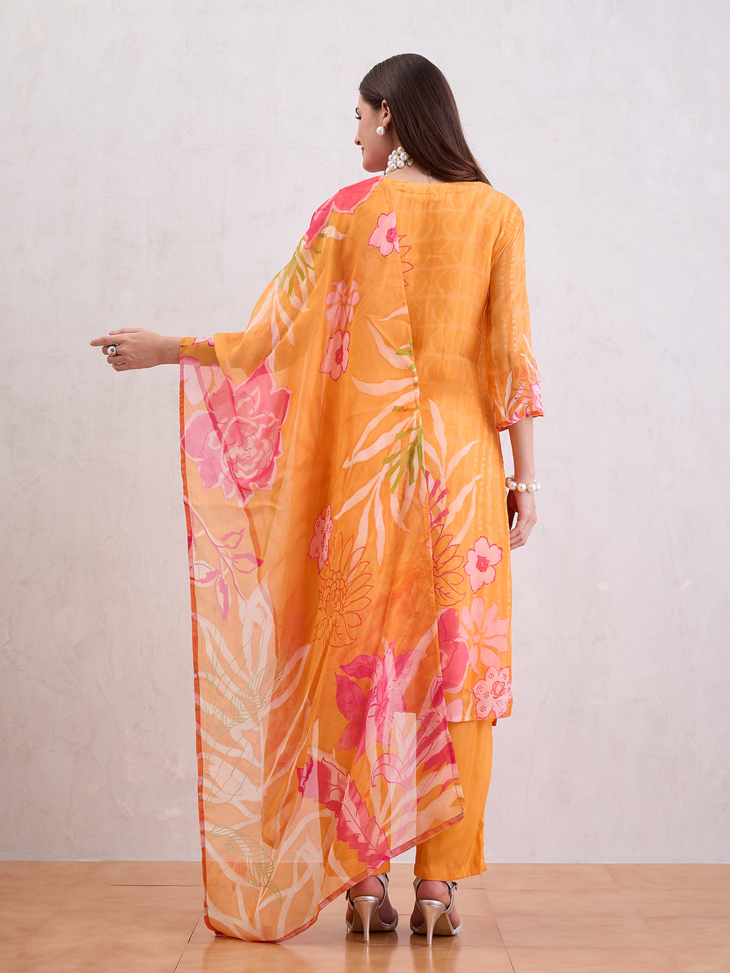 Women Pure Organza Stright Kurta Set