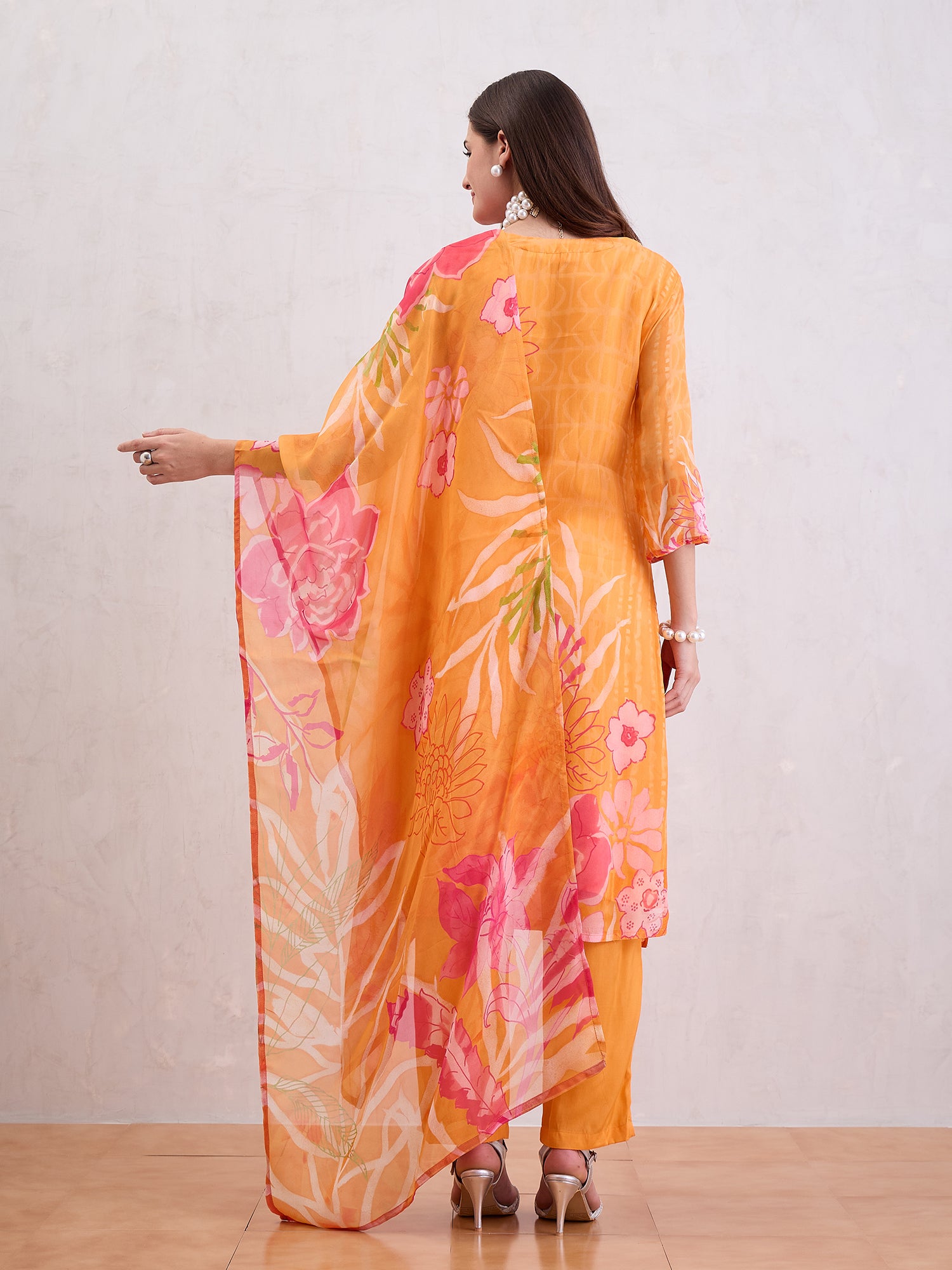 Women Pure Organza Stright Kurta Set