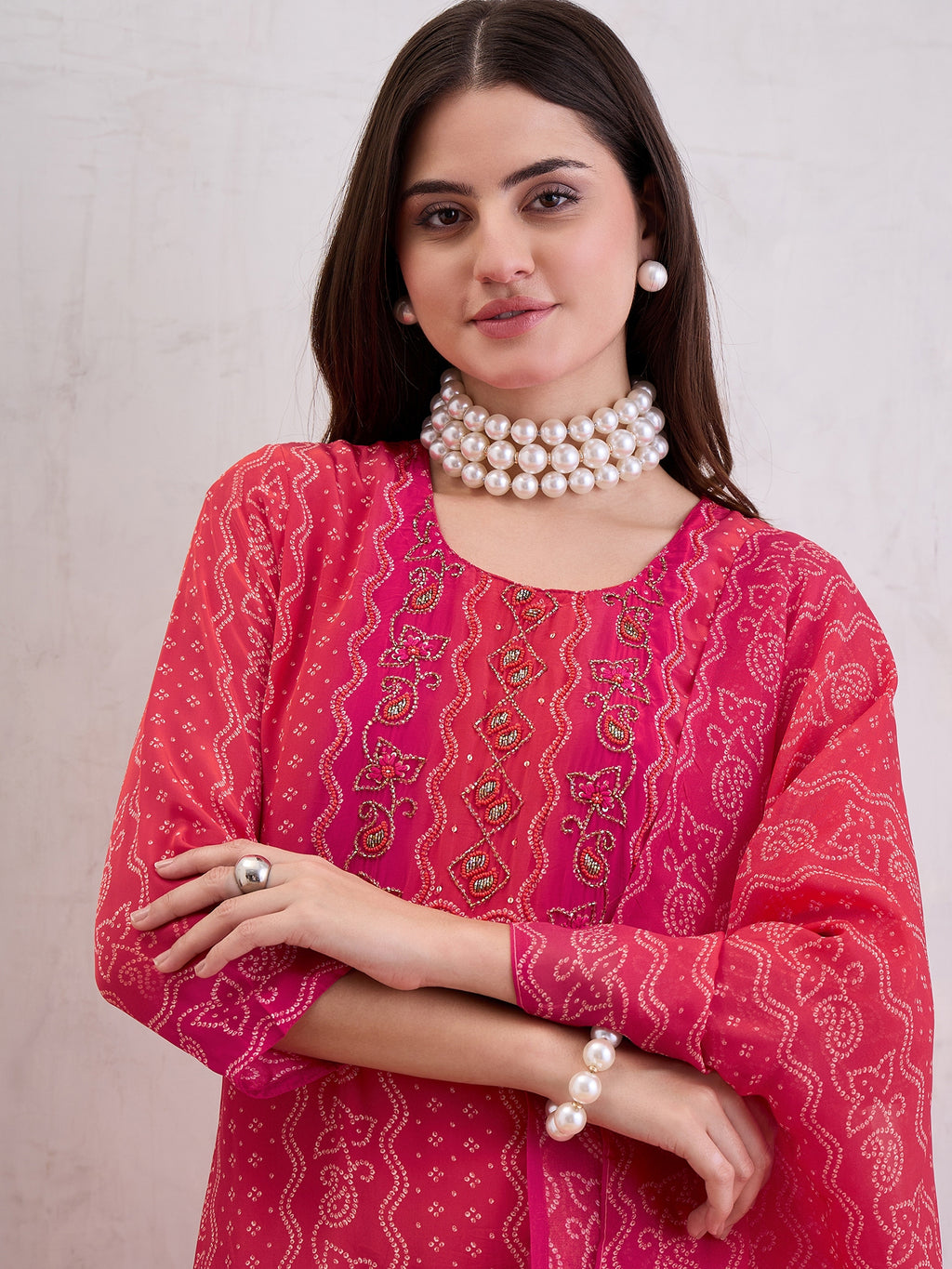 Women Floral Printed Kurta with Trouser & Dupatta