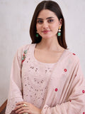 Women Floral Embroidered Cotton Kurta with Trousers & Dupatta