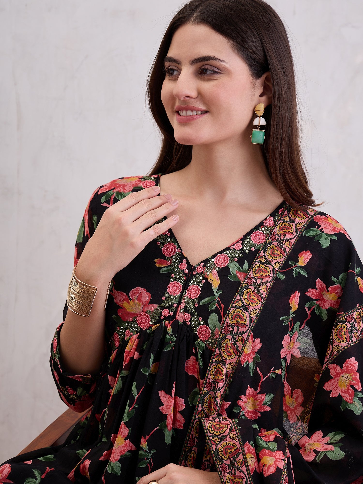 Women Anarkali Voile Kurta Set