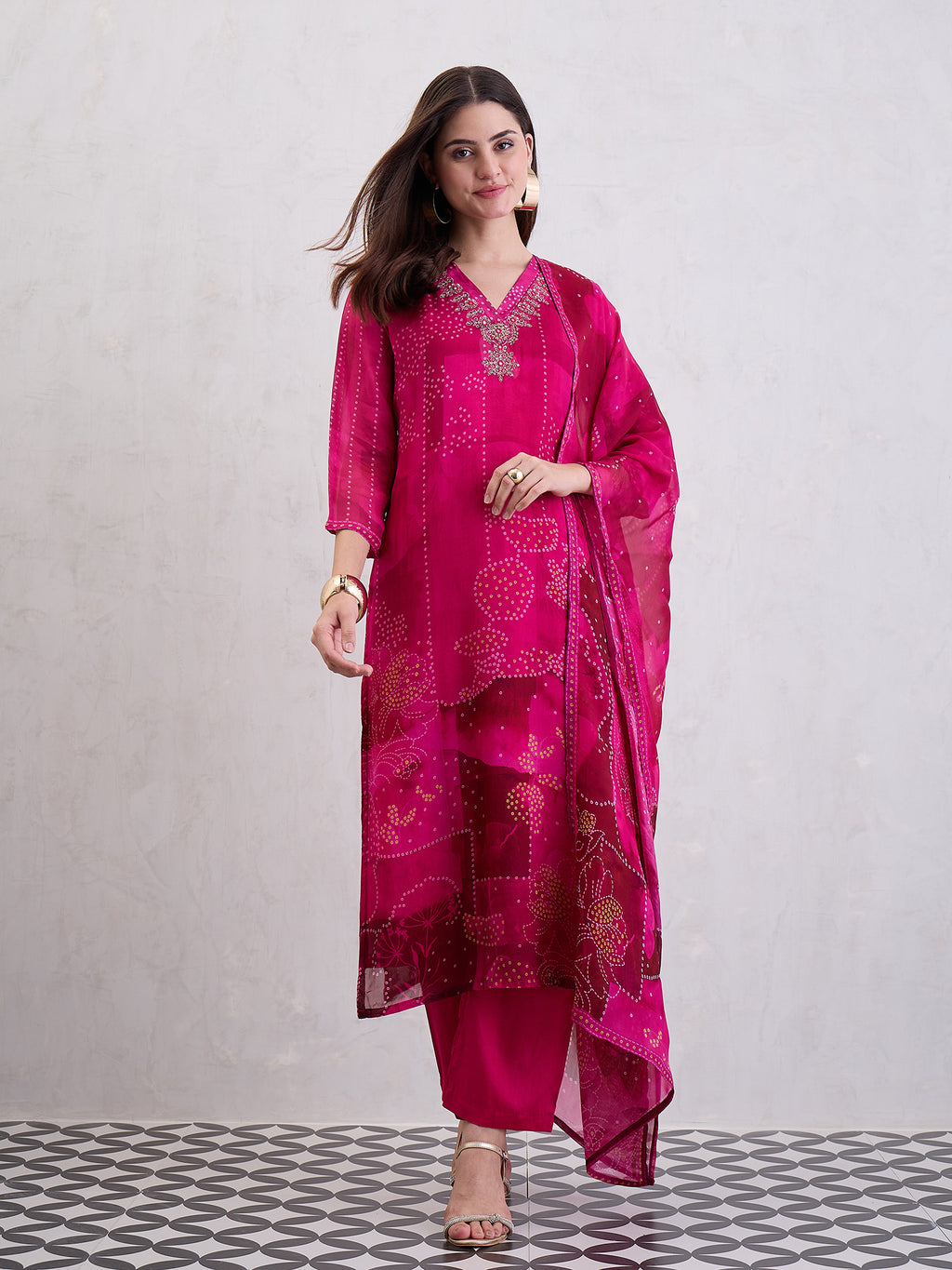 Women Pure Organza Straight Kurta Set