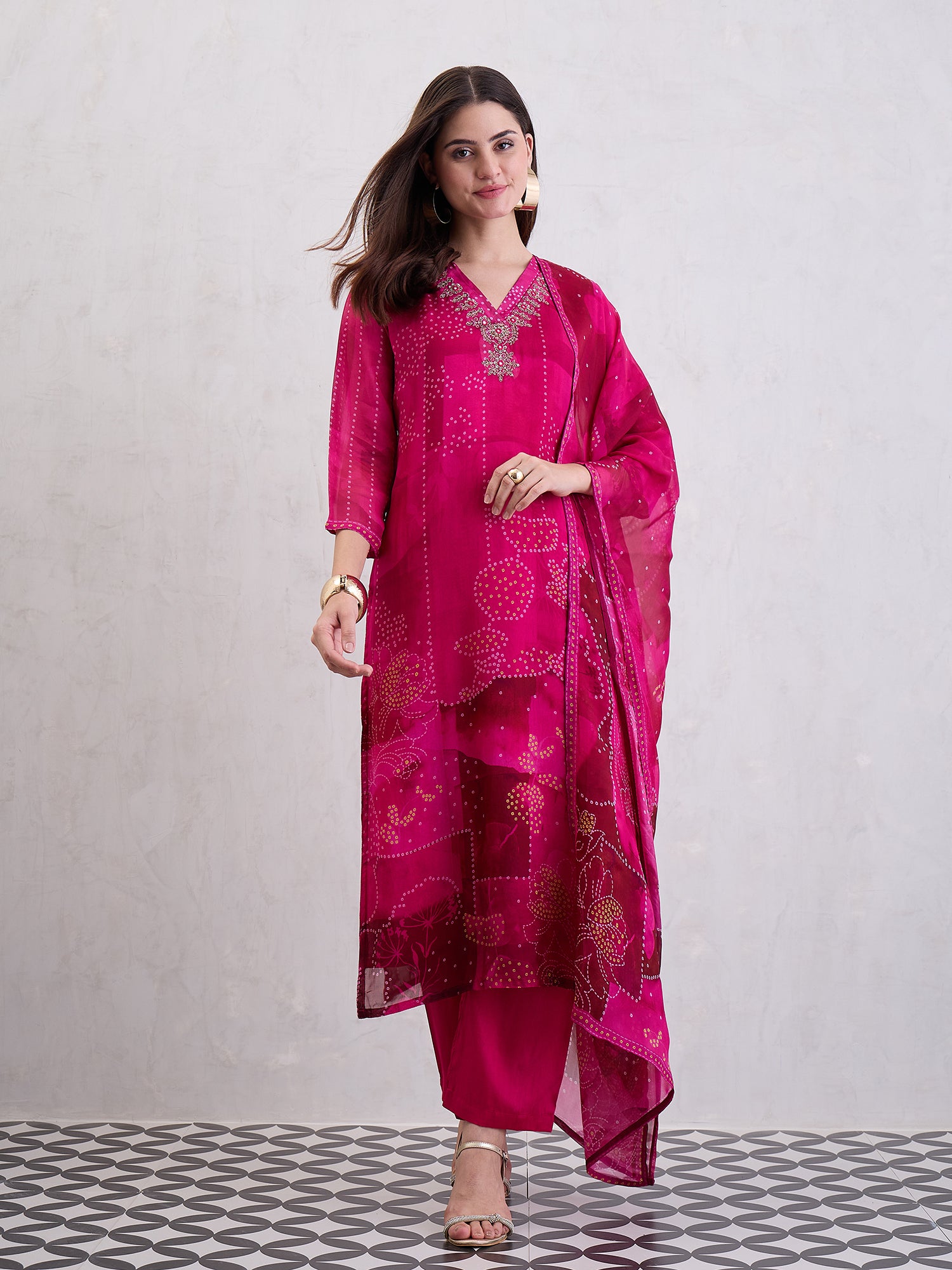 Women Pure Organza Straight Kurta Set