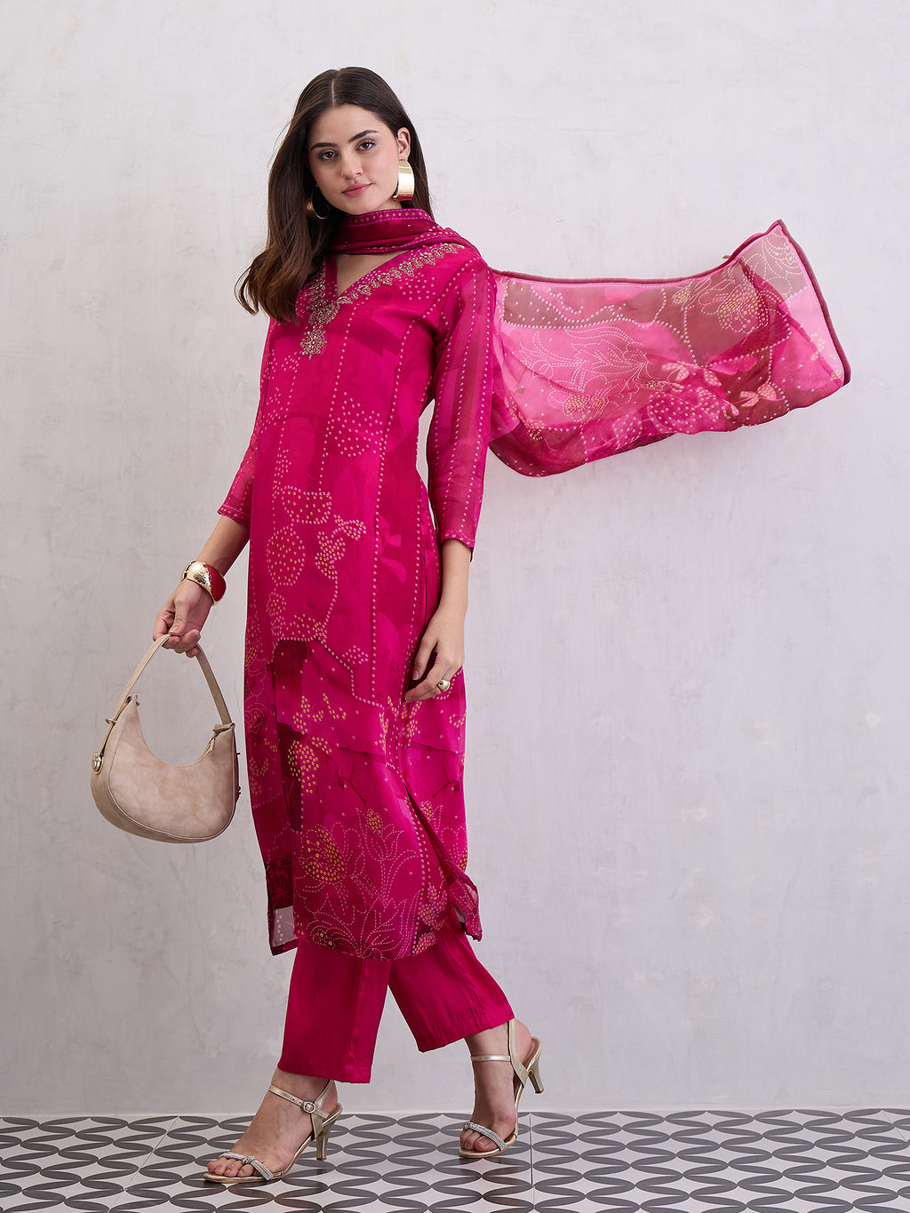Women Pure Organza Straight Kurta Set