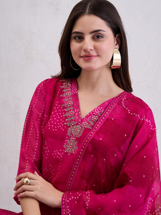 Women Pure Organza Straight Kurta Set