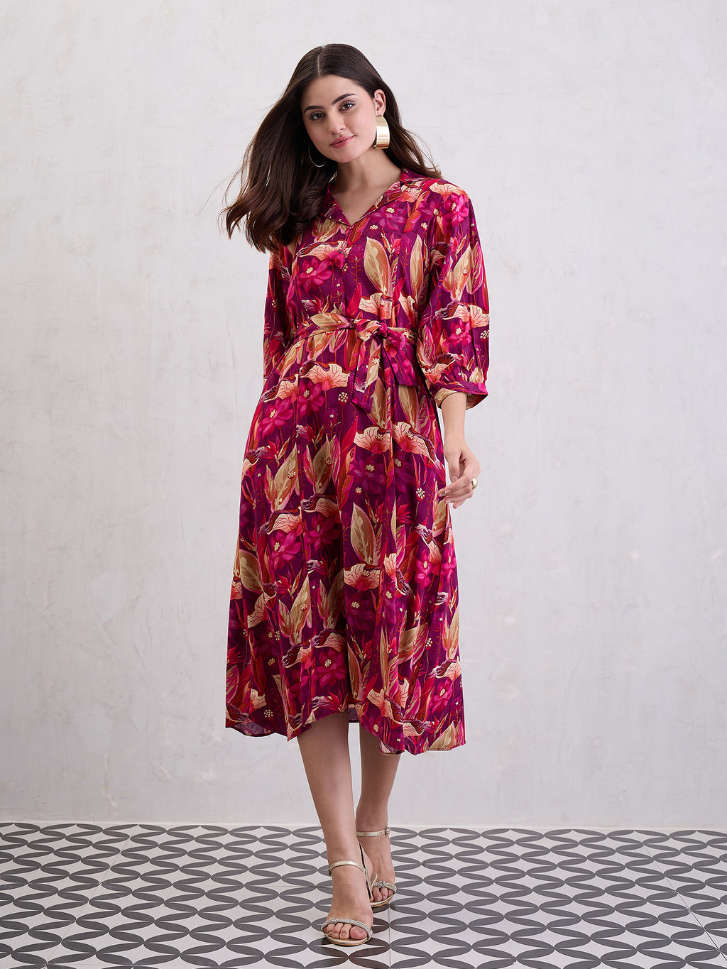 Floral Printed Fit & Flare Maxi Dress