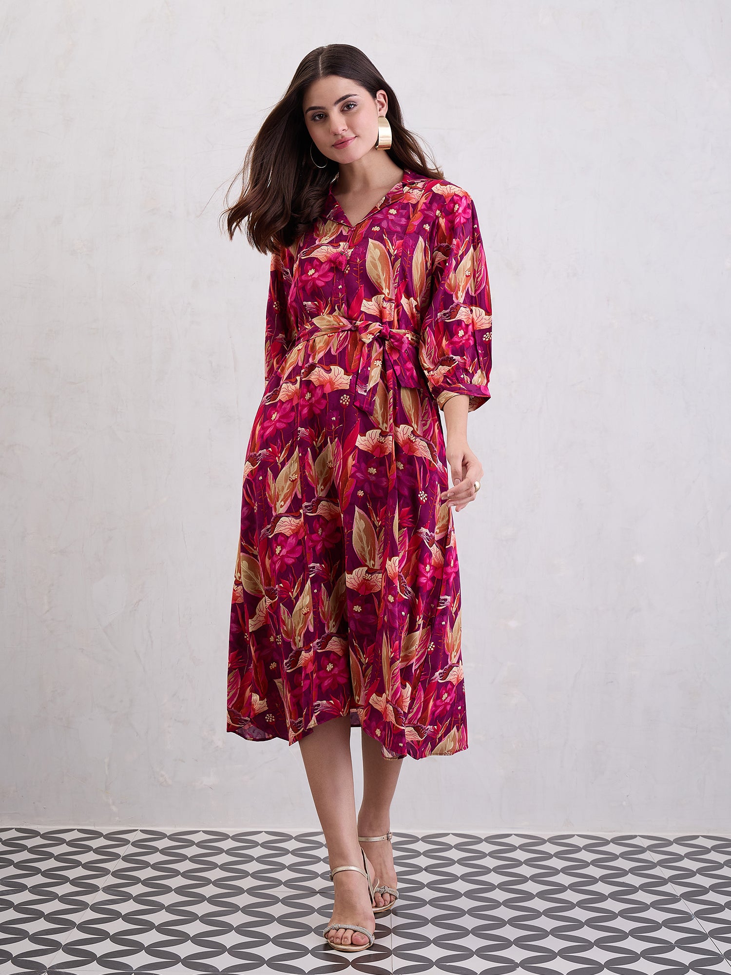 Floral Printed Fit & Flare Maxi Dress