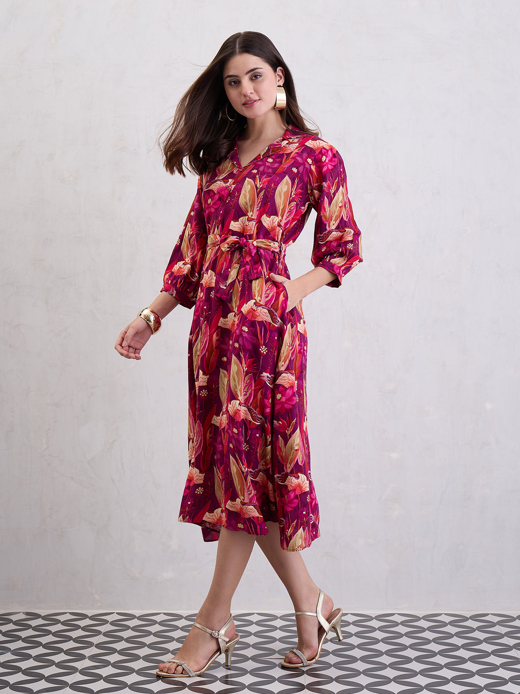 Floral Printed Fit & Flare Maxi Dress