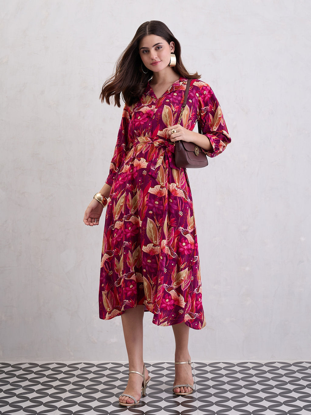 Floral Printed Fit & Flare Maxi Dress