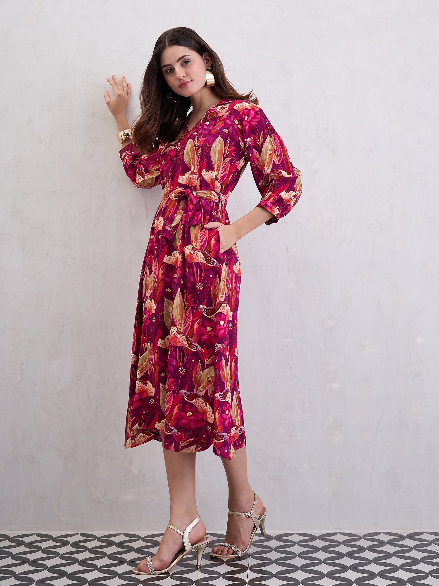 Floral Printed Fit & Flare Maxi Dress