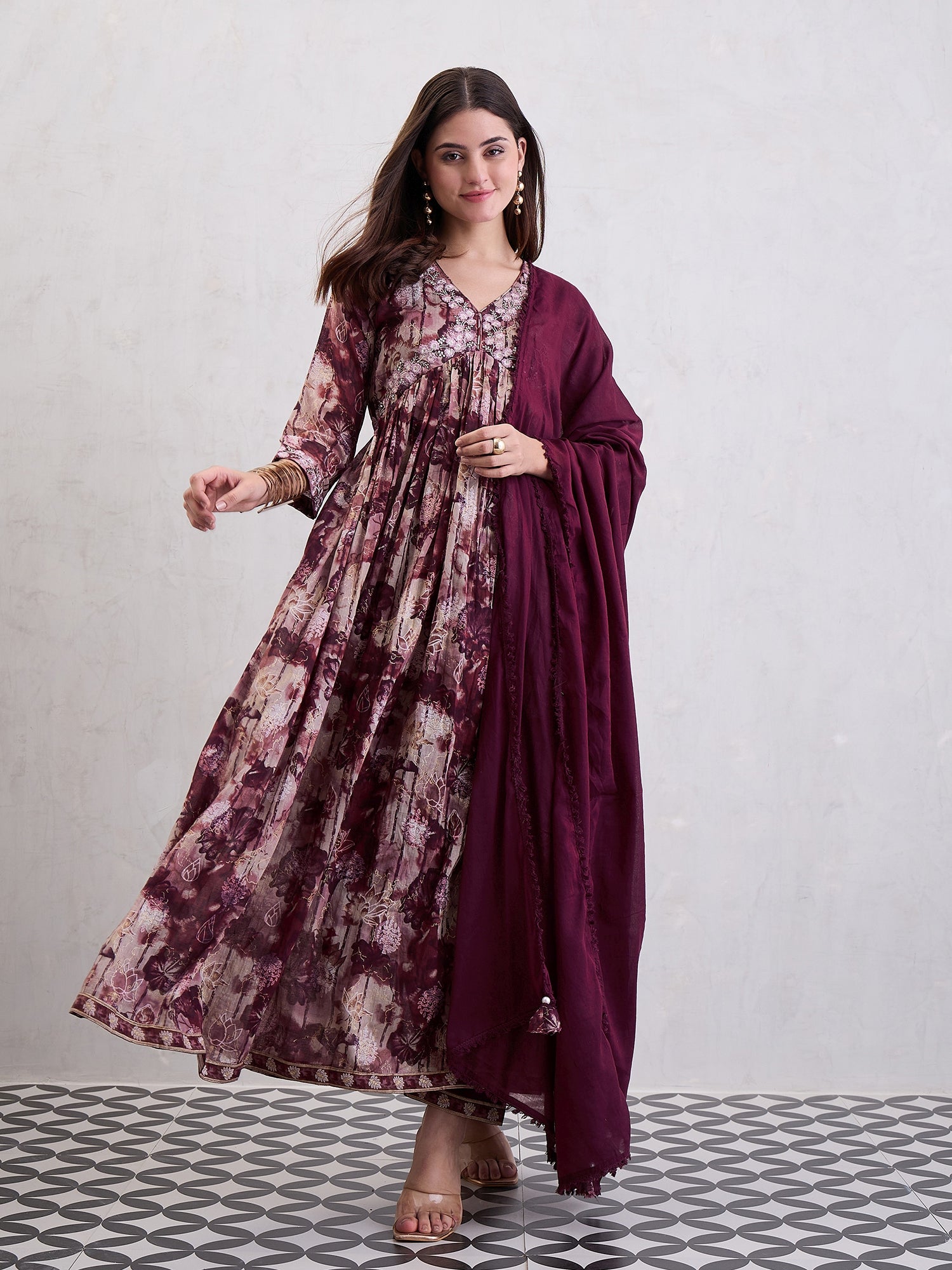 Women Voile Anarkali Kurta Set