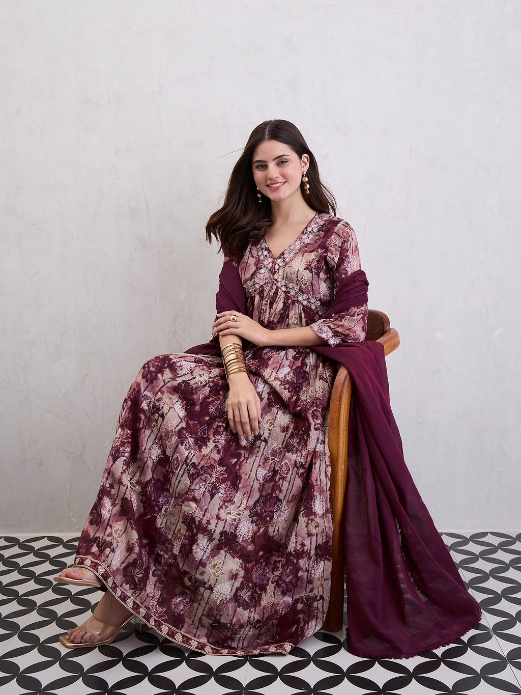 Women Voile Anarkali Kurta Set
