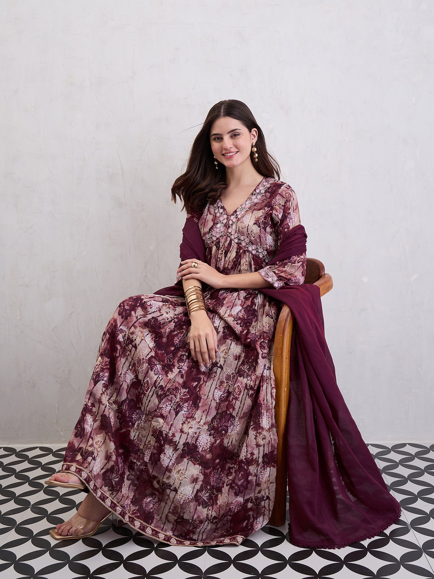 Women Voile Anarkali Kurta Set