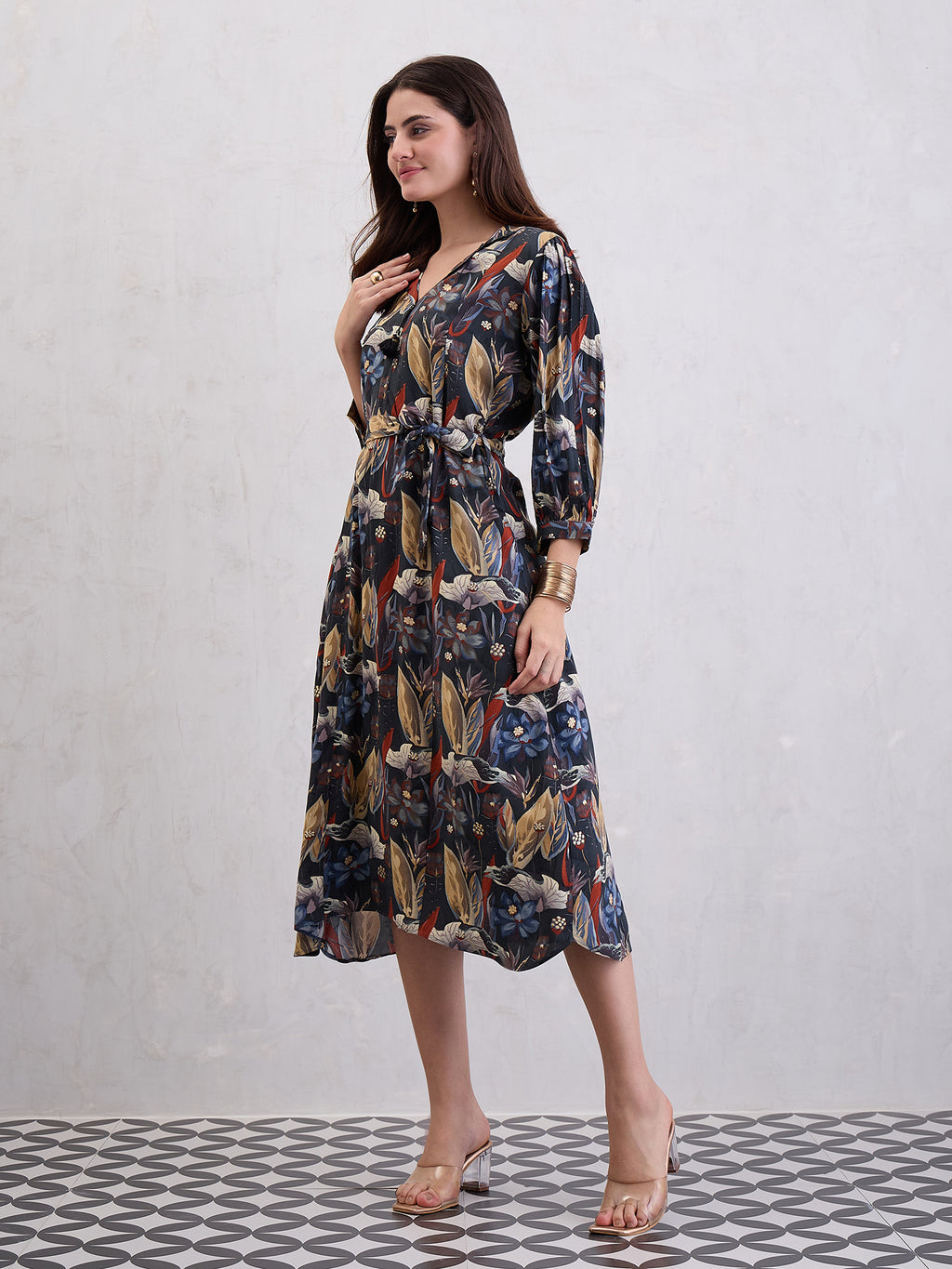 Floral Printed Fit & Flare Maxi Dress