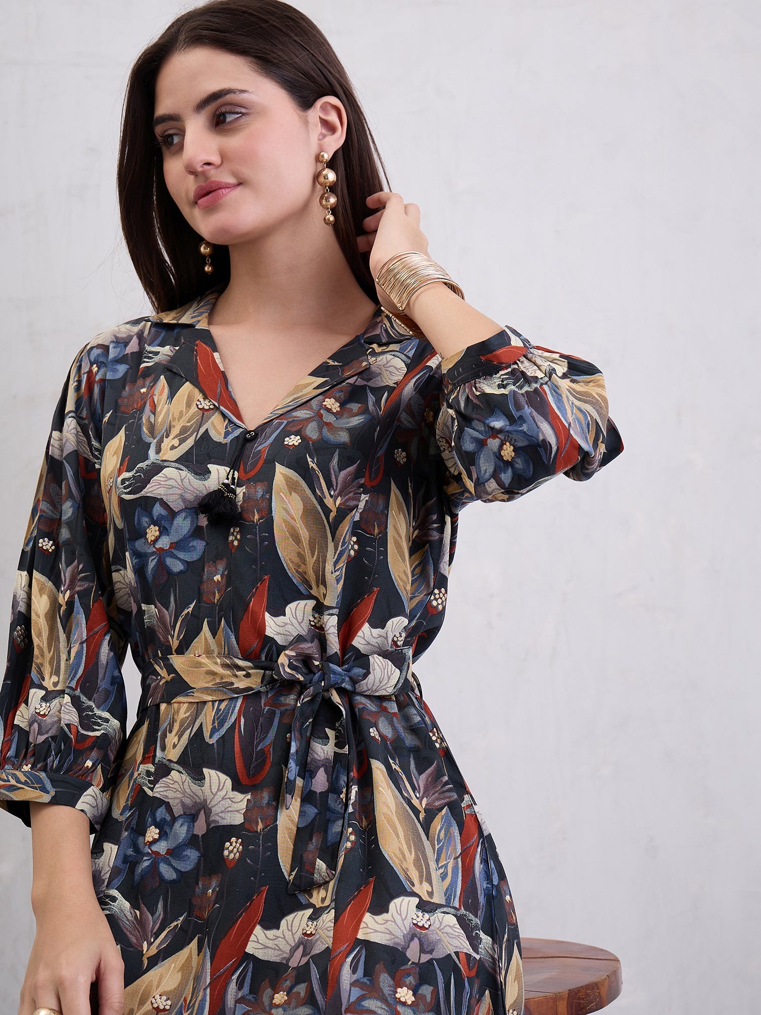 Floral Printed Fit & Flare Maxi Dress