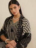 Women Striped Regular Thread Work Pure Cotton Kurta with Trousers & With Dupatta