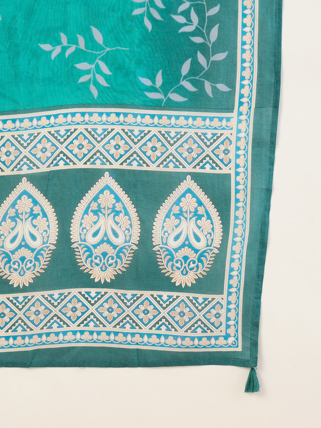 Women Floral Dyed Regular Thread Work Pure Cotton Kurta with Palazzos & With Dupatta