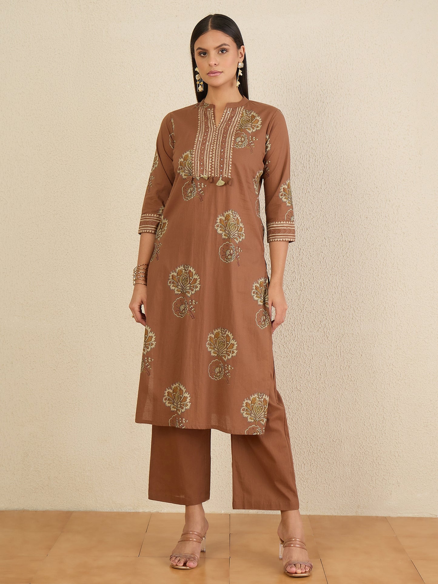 Women Ethnic Motifs Printed Regular Pure Cotton Kurta with Trousers & With Dupatta