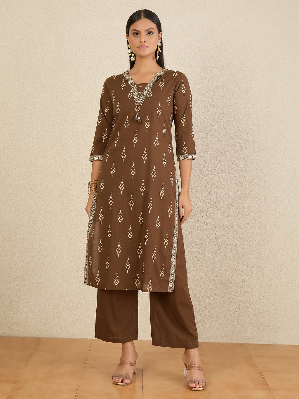 Women Ethnic Motifs Printed Regular Pure Cotton Kurta with Trousers & With Dupatta