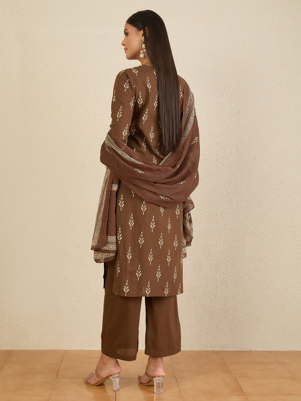 Women Ethnic Motifs Printed Regular Pure Cotton Kurta with Trousers & With Dupatta