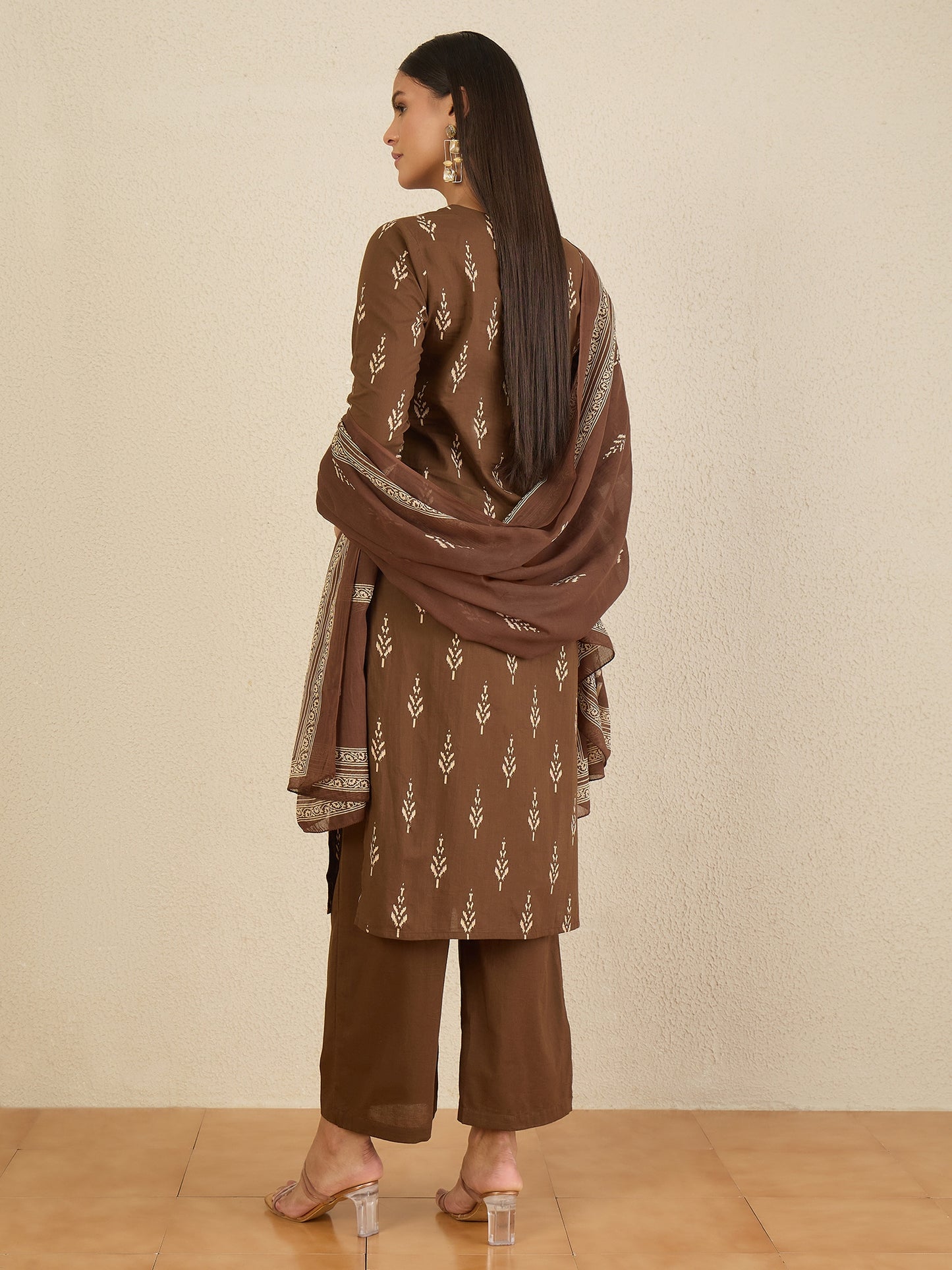 Women Ethnic Motifs Printed Regular Pure Cotton Kurta with Trousers & With Dupatta