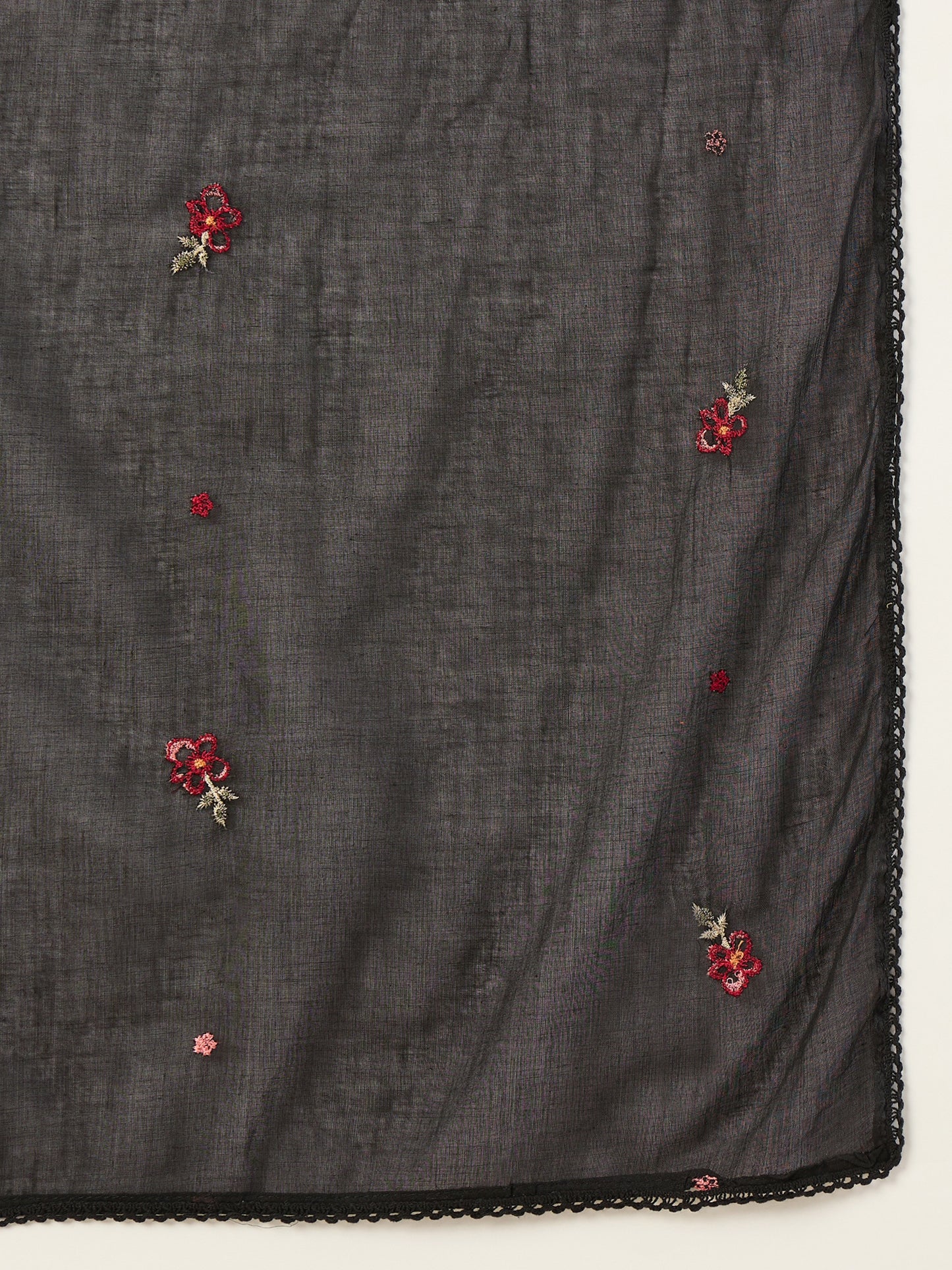 Women Floral Embroidered Pleated Thread Work Kurta with Trousers & With Dupatta