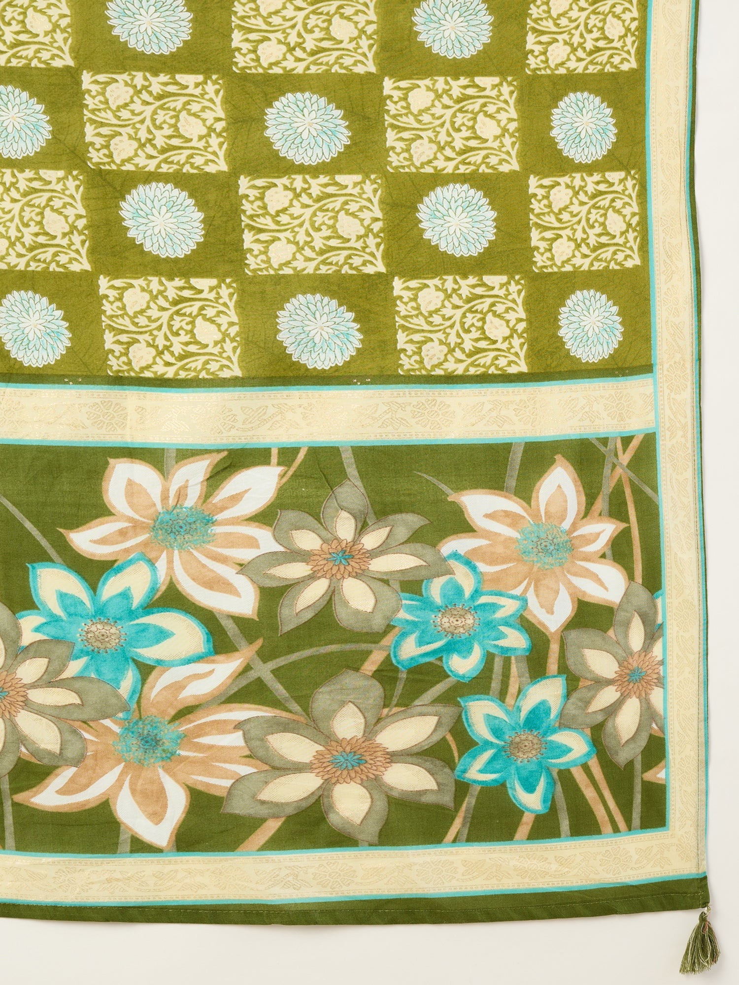 Women Floral Printed Regular Thread Work Pure Cotton Kurta with Trousers & With Dupatta