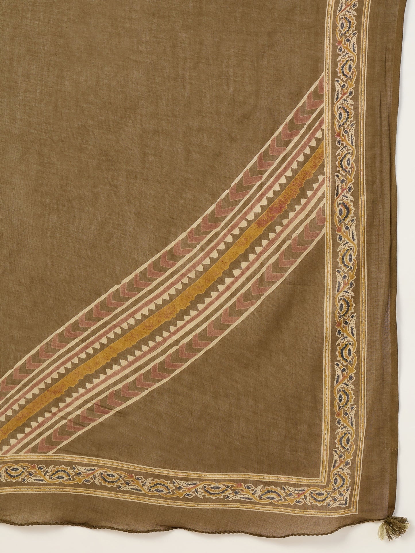 Women Ethnic Motifs Printed Regular Pure Cotton Kurta with Trousers & With Dupatta