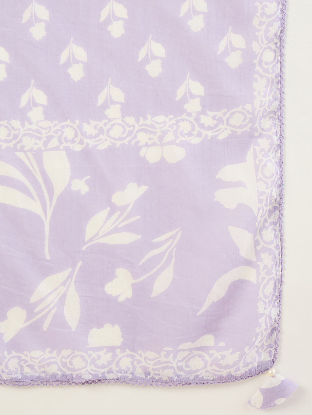 Women Floral Printed Regular Mirror Work Pure Cotton Kurta with Trousers & With Dupatta