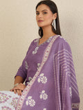 Women Floral Printed Regular Thread Work Pure Cotton Kurta with Trousers & With Dupatta