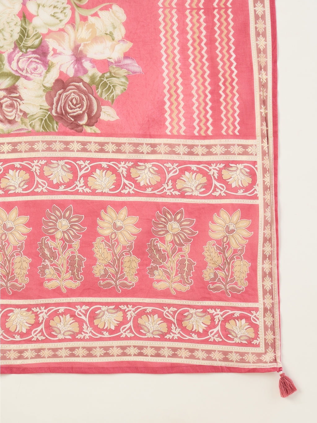 Women Floral Printed Regular Thread Work Pure Cotton Kurta with Trousers & With Dupatta