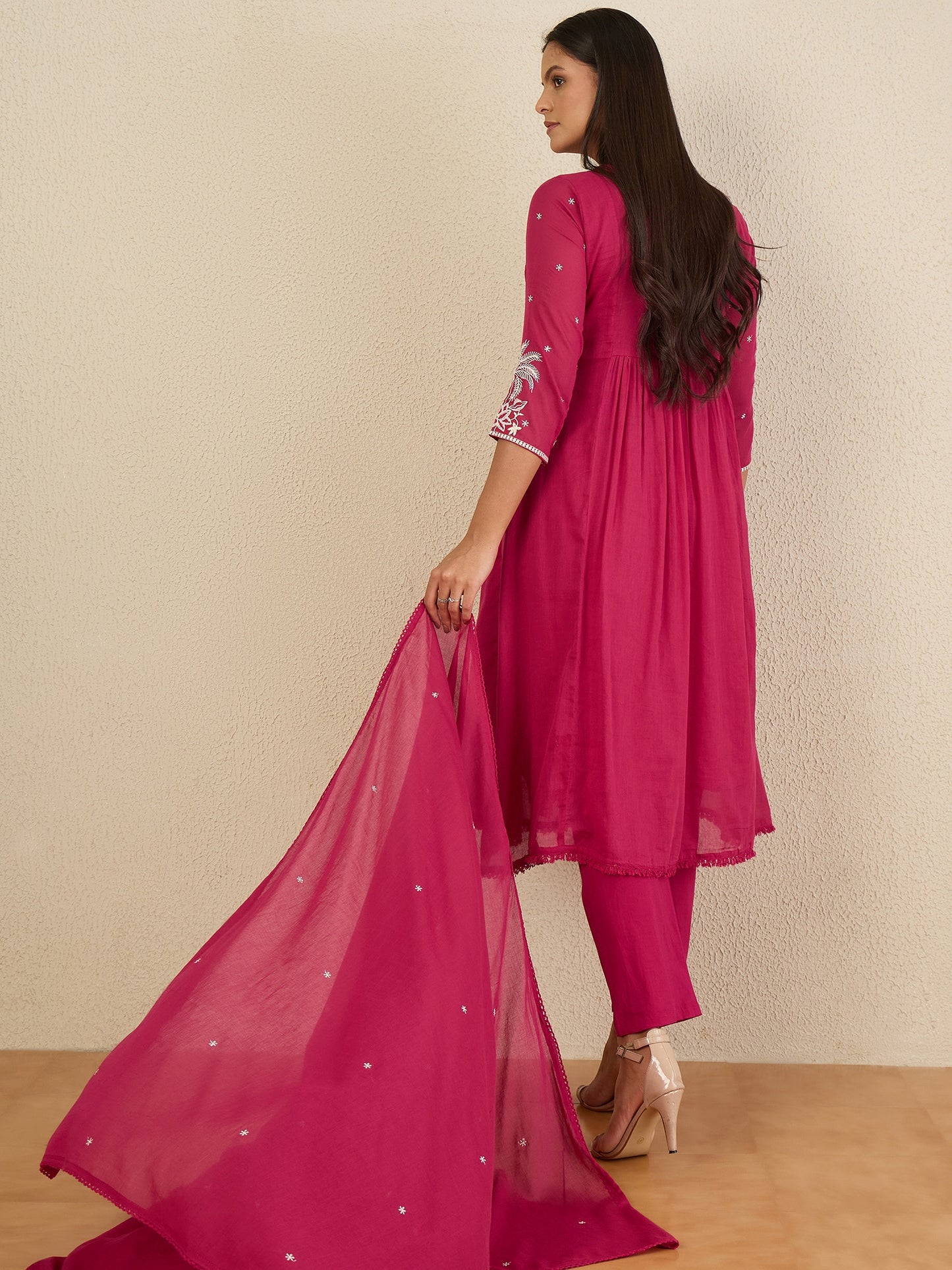 Women Ethnic Motifs Embroidered Empire Thread Work Kurta with Trousers & With Dupatta