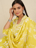Women Floral Printed Regular Thread Work Pure Cotton Kurta with Trousers & With Dupatta
