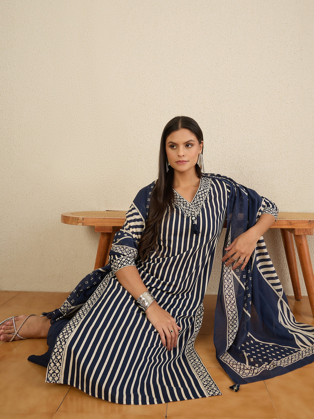 Women Printed Regular Pure Cotton Kurta with Trousers & With Dupatta