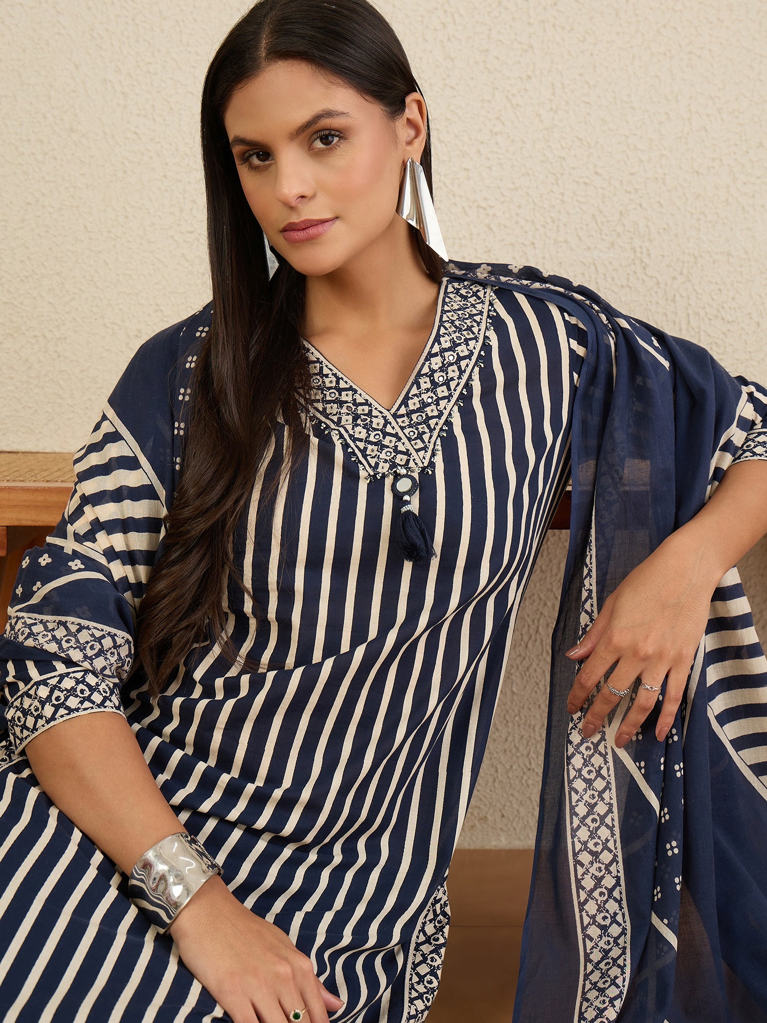 Women Printed Regular Pure Cotton Kurta with Trousers & With Dupatta