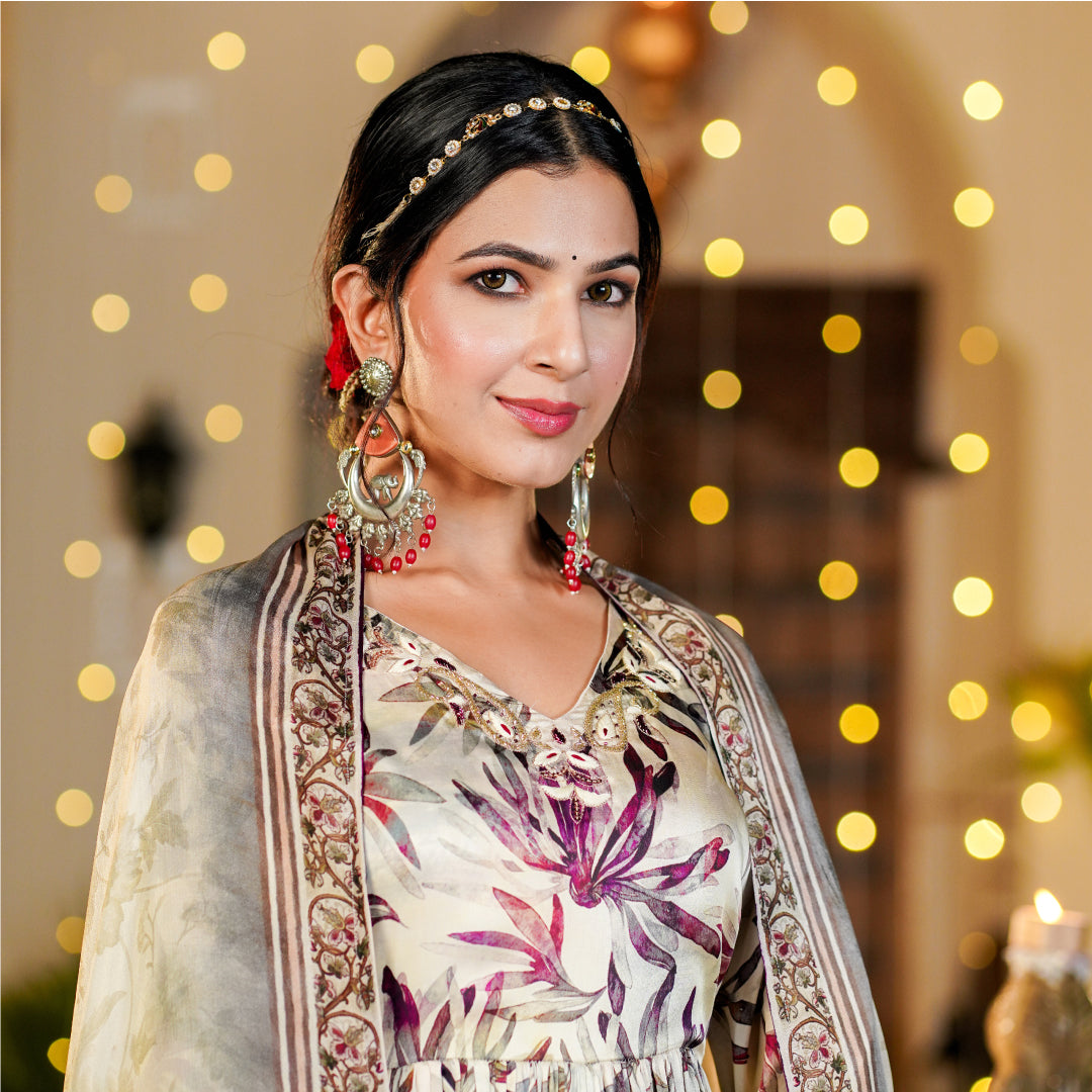 White Floral Sharara Set