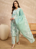 Women Floral Printed Regular Pure Cotton Kurta with Trousers & With Dupatta
