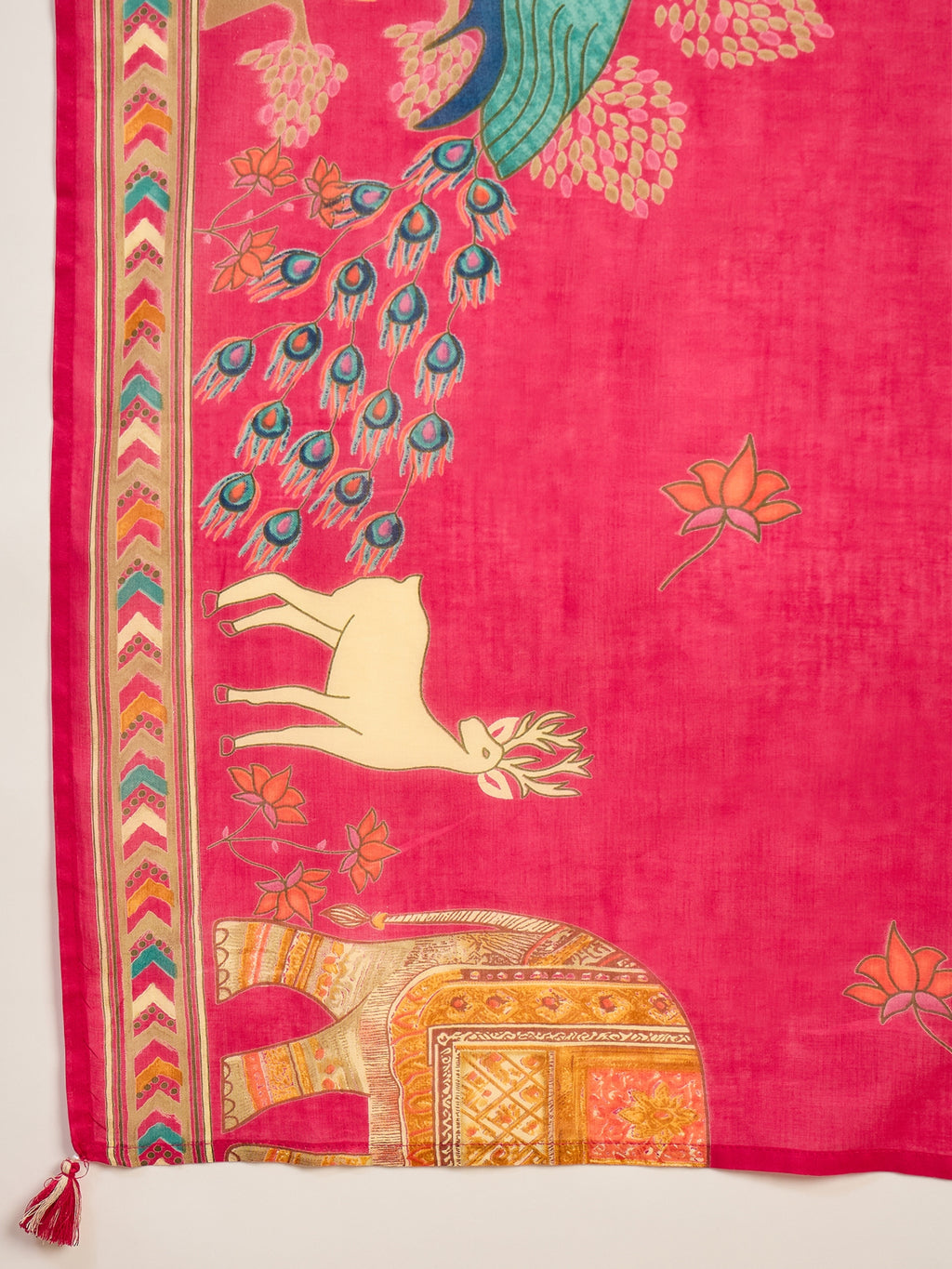 Women Ethnic Motifs Printed Regular Thread Work Pure Cotton Kurta with Trousers & With Dupatta
