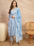 Women Floral Printed Regular Pure Cotton Kurta with Trousers & With Dupatta