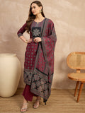 Women Ethnic Motifs Printed Regular Pure Cotton Kurta with Trousers & With Dupatta