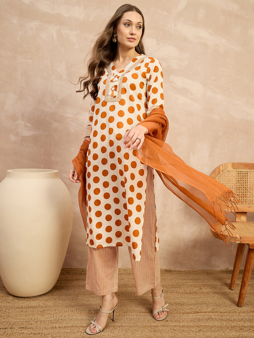 Women Printed Regular Pure Cotton Kurta with Trousers & With Dupatta