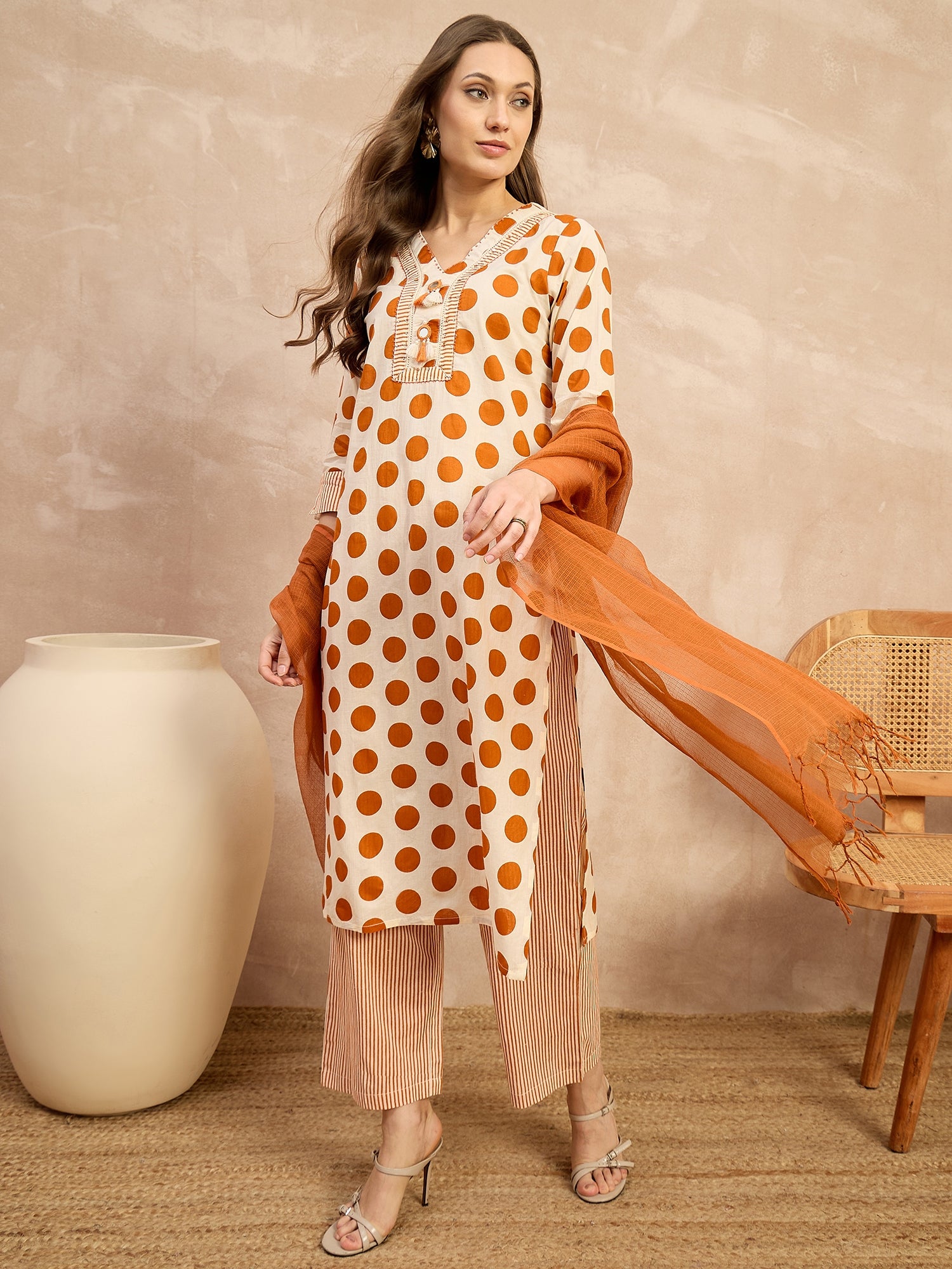 Women Printed Regular Pure Cotton Kurta with Trousers & With Dupatta