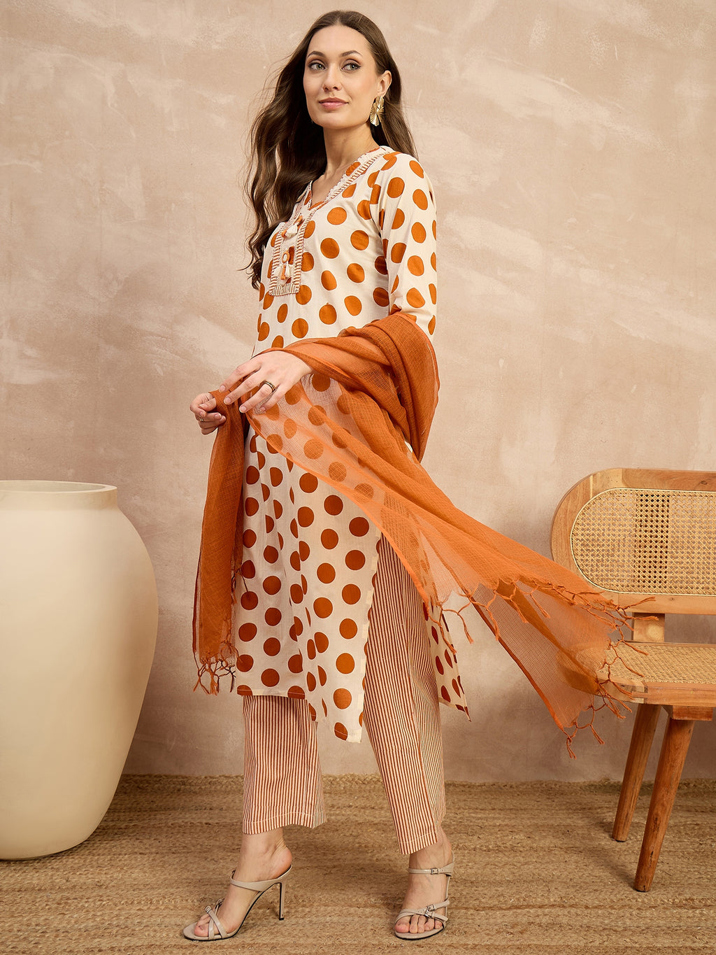 Women Printed Regular Pure Cotton Kurta with Trousers & With Dupatta