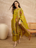 Women Ethnic Motifs Printed Regular Thread Work Pure Cotton Kurta with Trousers & With Dupatta