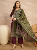 Women Ethnic Motifs Printed Regular Pure Cotton Kurta with Trousers & With Dupatta