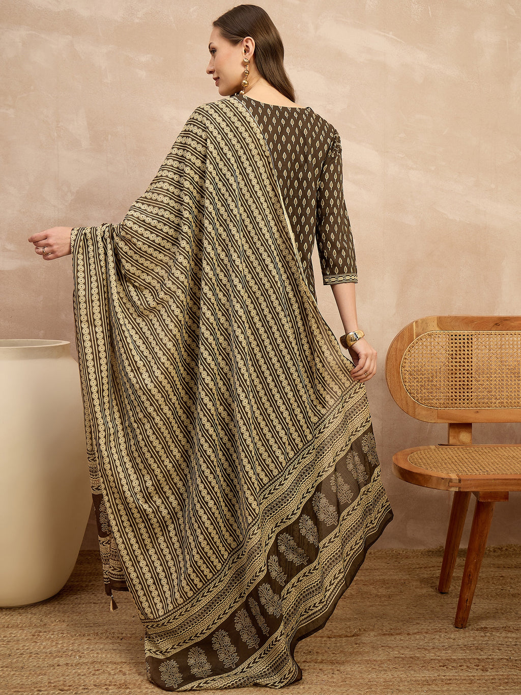 Women Ethnic Motifs Printed Regular Pure Cotton Kurta with Palazzos & With Dupatta