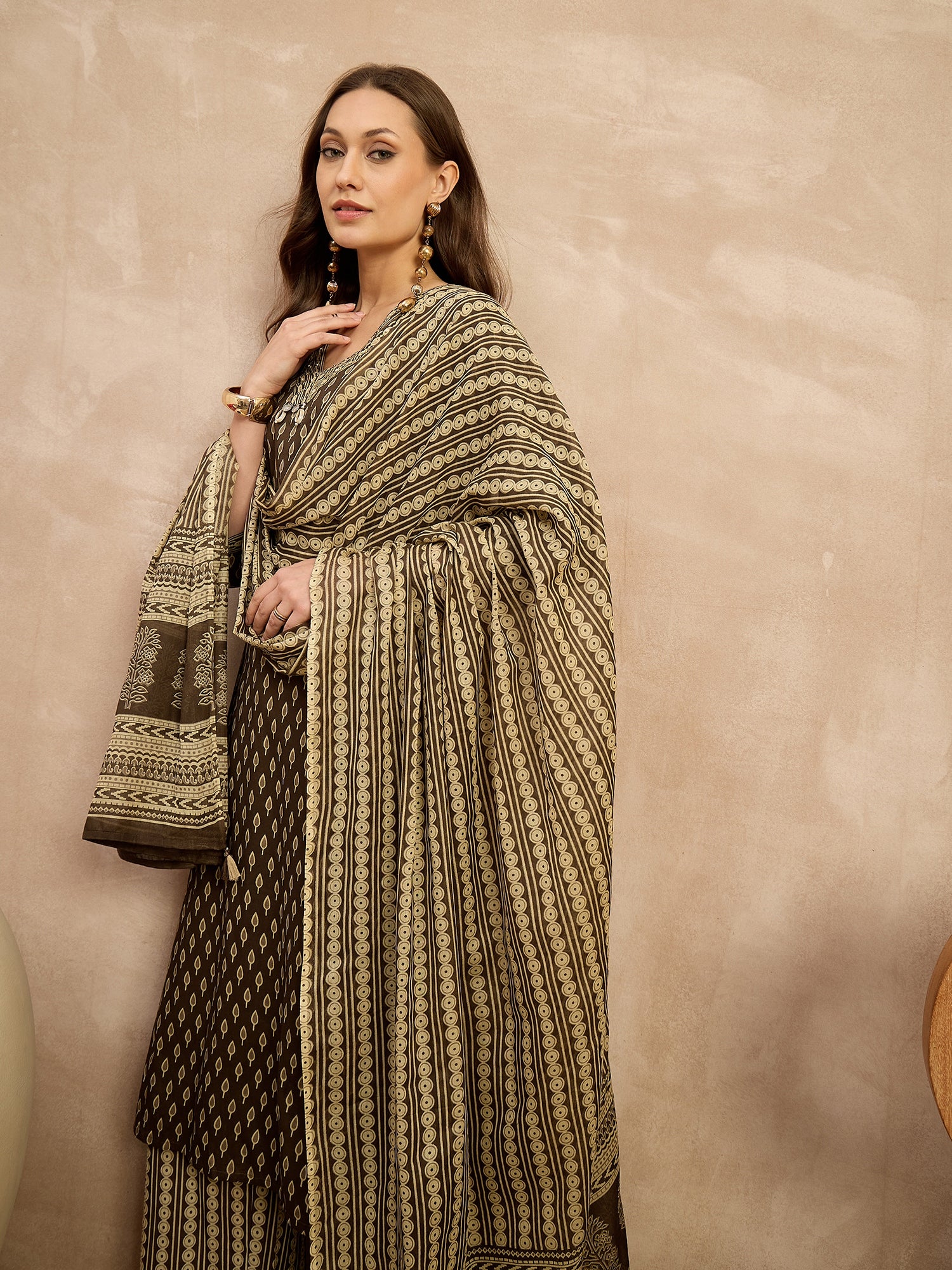 Women Ethnic Motifs Printed Regular Pure Cotton Kurta with Palazzos & With Dupatta