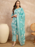 Women Floral Printed Regular Pure Cotton Kurta with Palazzos & With Dupatta