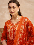 Women Printed Regular Sequinned Pure Cotton Kurta with Trousers & With Dupatta