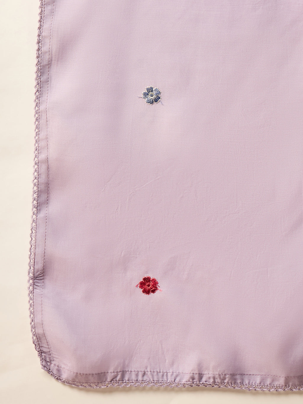 Women Floral Embroidered Empire Mirror Work Raw Silk Kurta with Trousers & With Dupatta